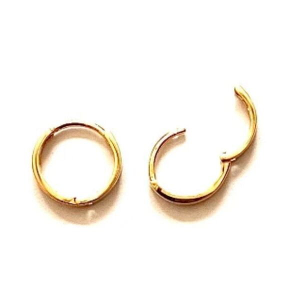 14k REAL Yellow Gold 2mm Thickness Huggie Hoops Earrings (11 x 11 mm) Real Gold - Picture 1 of 9